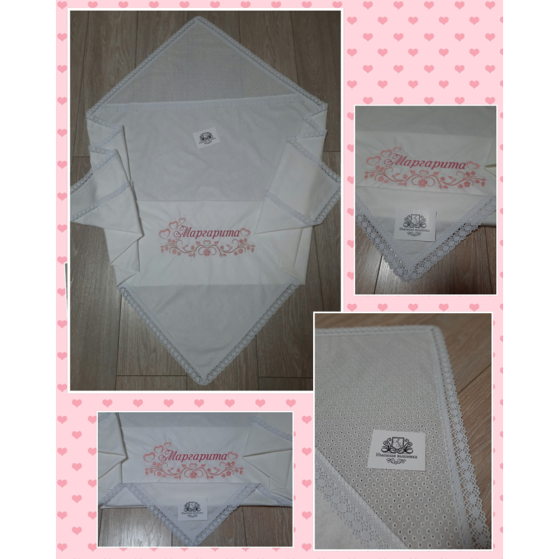 Іменна пелюшка-куточок Маргарита 80х80 см Іменна пелюшка-куточок Маргарита 80х80 см