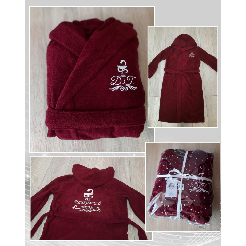 Іменний банний халат 100% бавовна Найкращий лікар Іменний банний халат 100% бавовна Найкращий лікар