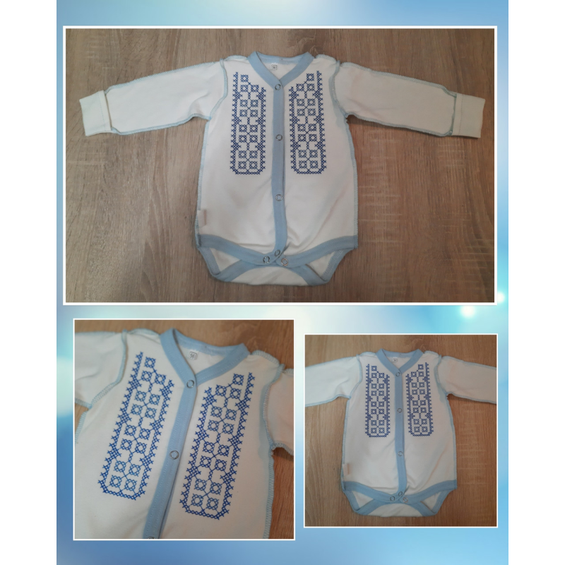 Вишиванка-бодик із блакитним кантом