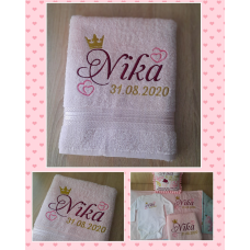 Іменний рушник 50х90см бавовна Nika рожевий