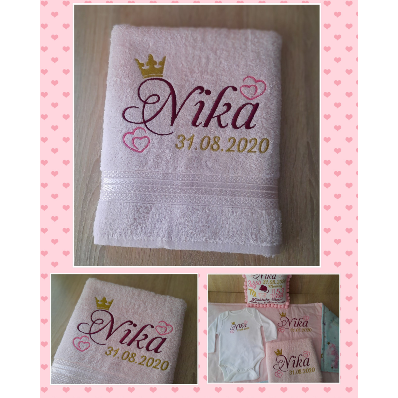 Іменний рушник 50х90см бавовна Nika рожевий Іменний рушник 50х90см бавовна Nika рожевий