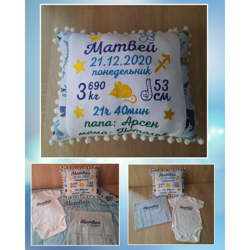 Іменна подушка метріка Матвей 35х35см