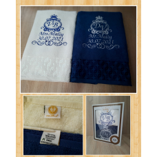 Набір іменних банних рушників бавовна 70х140см весілля VB&DV