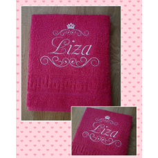 Іменний рушник 50х90см 100% бавовна Ліза малиновий