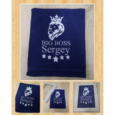Іменний рушник 50х90см 100% бавовна Сергій синій