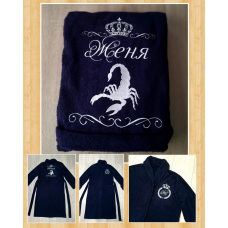 Іменний банний халат 100% бавовна Женя скорпіон