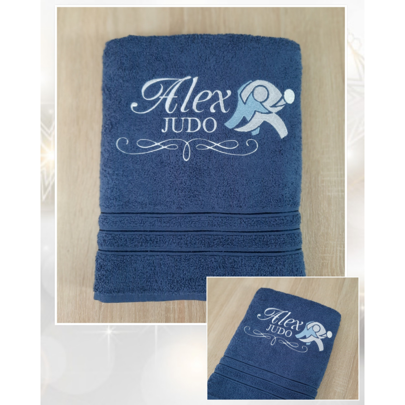 Іменний банний рушник бавовна 70х140см Alex judo синій Іменний банний рушник бавовна 70х140см Alex judo синій