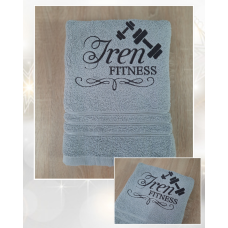 Іменний банний рушник бавовна 70х140см Iren fitness сірий