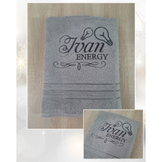 Іменний банний рушник бавовна 70х140см Ivan energy сірий