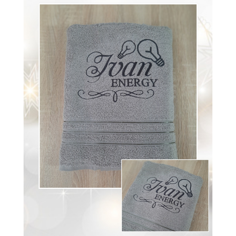 Іменний банний рушник бавовна 70х140см Ivan energy сірий Іменний банний рушник бавовна 70х140см Ivan energy сірий
