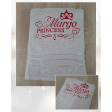 Іменний банний рушник бавовна 70х140см Margo princess бежевий