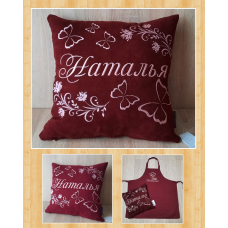 Іменна подушка Наталя бордовий