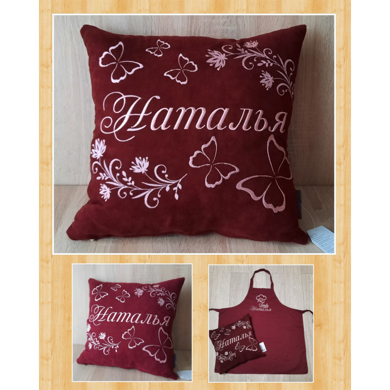 Іменна подушка Наталя бордовий Іменна подушка Наталя бордовий