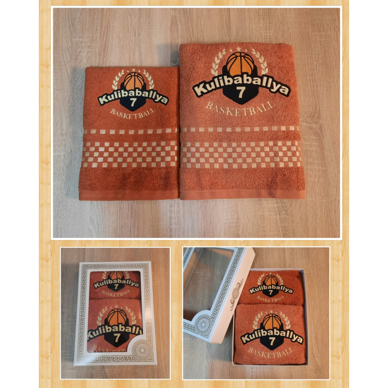 Набір іменних рушників баня (70х140см) + лице (50х90см) бавовна Ілля баскетбол оранжевий Набір іменних рушників баня (70х140см) + лице (50х90см) бавовна Ілля баскетбол оранжевий
