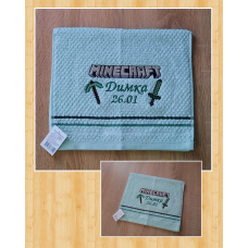 Іменний рушник для рук бавовна 30х50см Димка Minecraft зелений