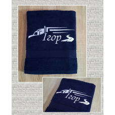 Іменний банний рушник бавовна 70х140см Ігор далекобійник синій