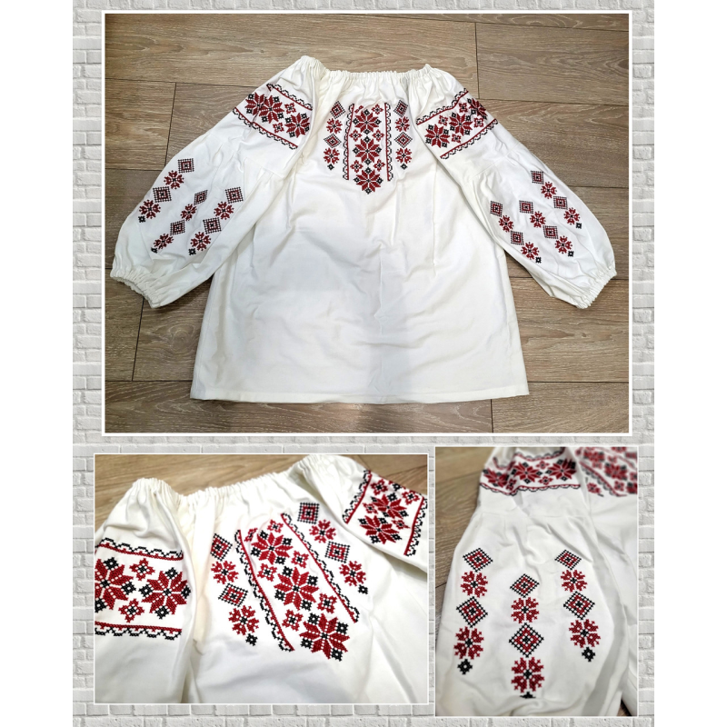 Вишиванка жіноча червона Тетяна з бавовни, 100% натуральна тканина Вишиванка жіноча червона Тетяна з бавовни, 100% натуральна тканина