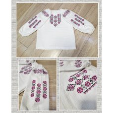 Вишиванка дитяча малинова Ксенія з мусліну, бавовна, натуральна тканина
