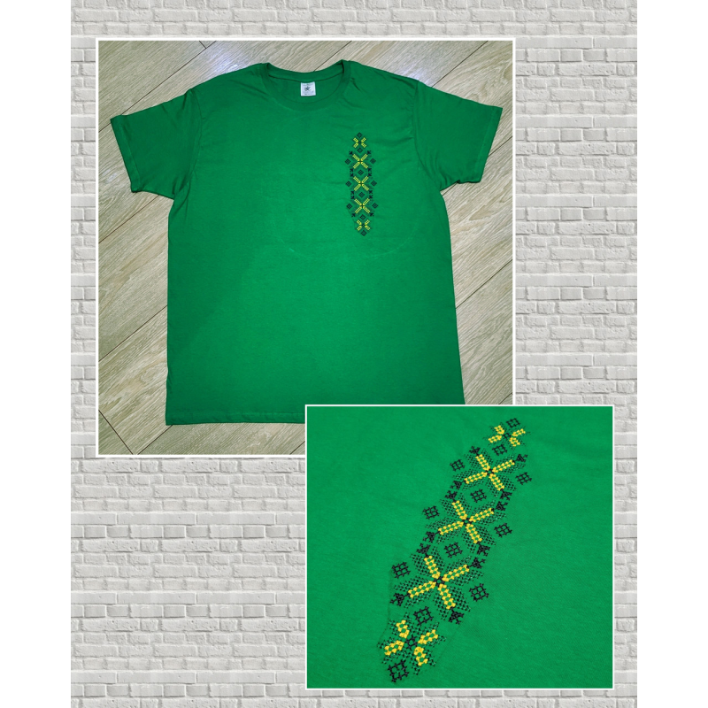 Футболка-вишиванка пряма Алекс зелена 100% бавовна Футболка-вишиванка пряма Алекс зелена 100% бавовна