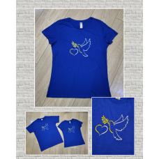 Іменна футболка жіноча 100% бавовна з вишивкою Голуб миру