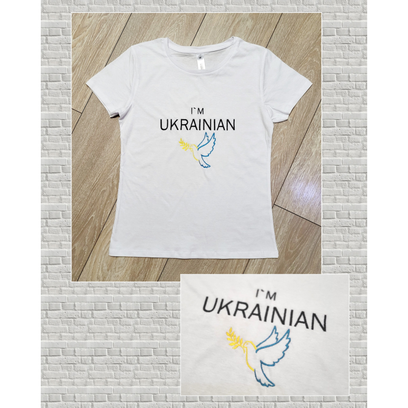 Футболка жіноча 100% бавовна з вишивкою Голуб миру