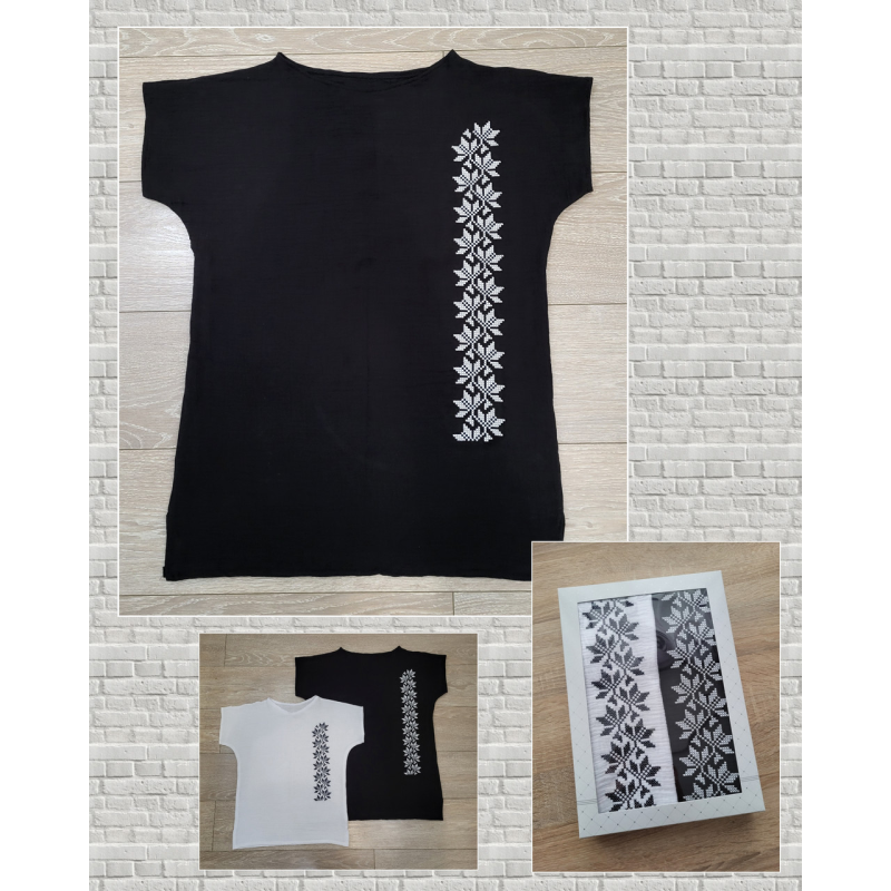 Вишиванка жіноча чорна Ірина з мусліну, 100% натуральна тканина Вишиванка жіноча чорна Ірина з мусліну, 100% натуральна тканина