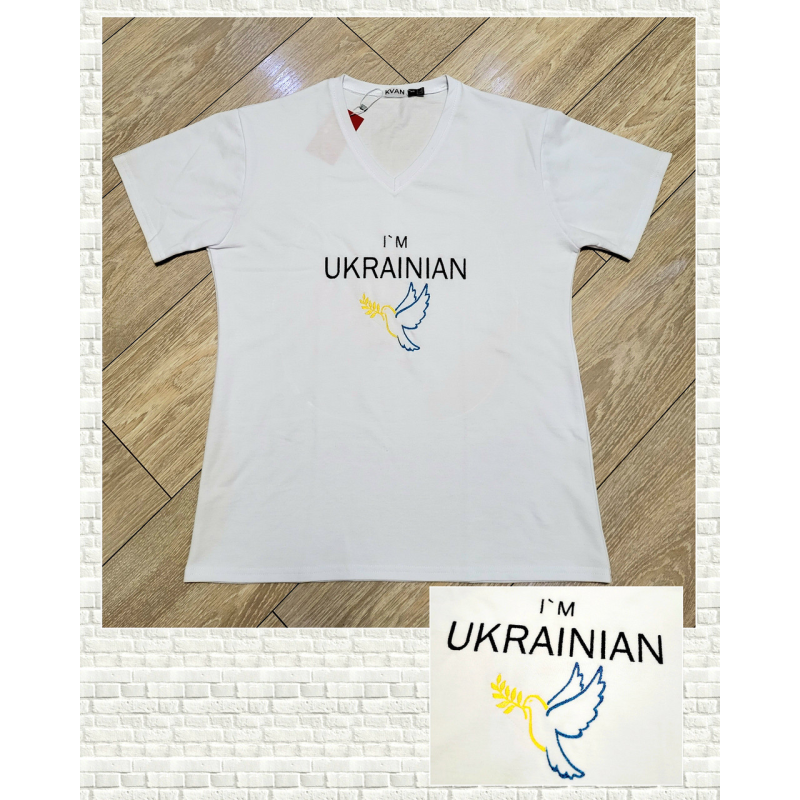 Футболка жіноча 100% бавовна з вишивкою Голуб миру лакоста