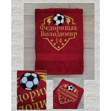 Іменний банний рушник бавовна 70х140см Футбол
