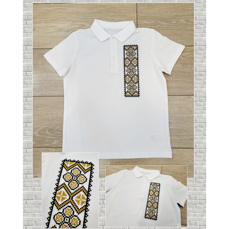 Футболка-поло-вишиванка сорочка дитяча 100% бавовна Богдан