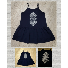 Сарафан-вишиванка для дівчинки темно-синій