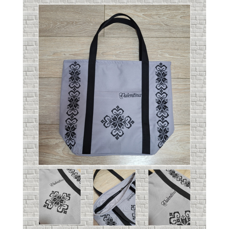 Іменний шопер Валентина мікровелюр сірий Іменний шопер Валентина мікровелюр сірий