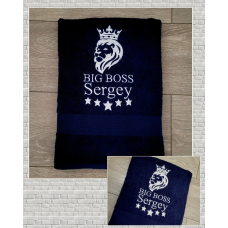 Іменний банний рушник бавовна 70х140см Сергій BIG BOSS