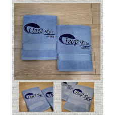 Іменний банний рушник бавовна 70х140см Kite surfing блакитний