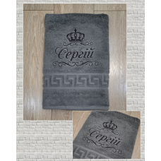 Преміум рушник банний бавовна 70х140см Сергій сірий