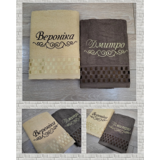 Набір іменних банних рушників бавовна 70х140см Вероніка Дмитро