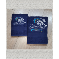 Набір іменних рушників баня (70х140см) + лице (50х90см) бавовна Михайло бадмінтон