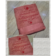 Іменний банний рушник бавовна 70х140см Маргарита рожевий