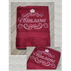 Банний рушник бавовна 70х140см Світлана бордовий