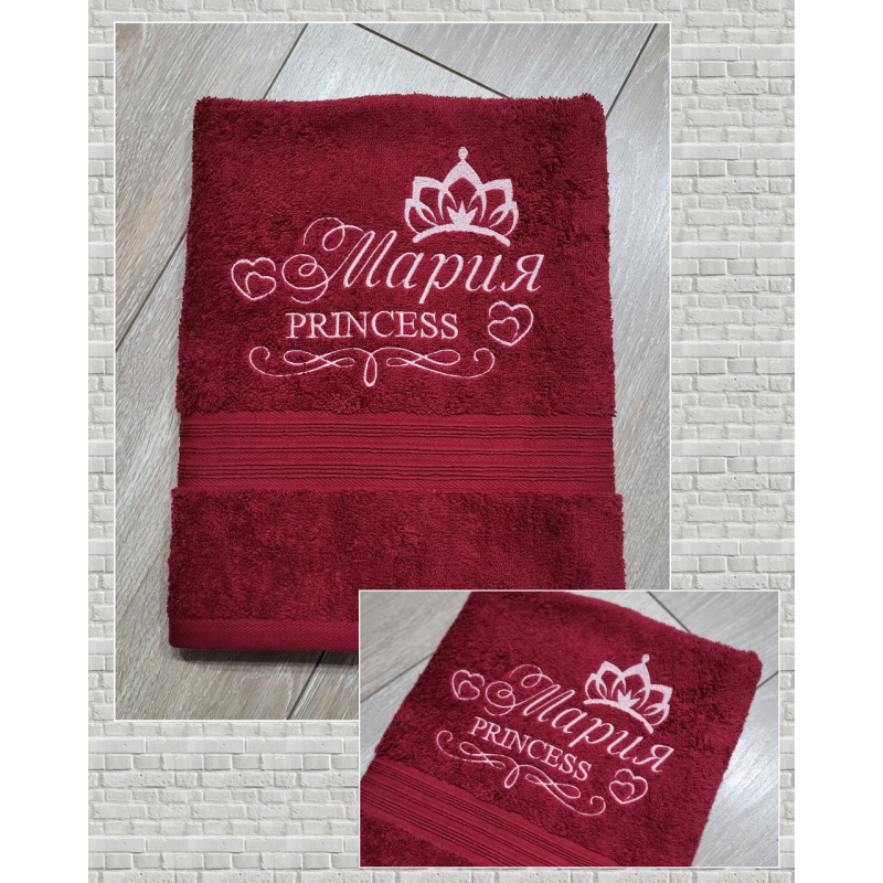Банний рушник преміум бавовна 70х140см Марія бордовий Банний рушник преміум бавовна 70х140см Марія бордовий