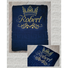 Банний рушник преміум бавовна 70х140см Роберт темно-синій